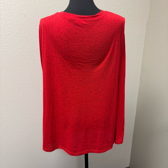 Cato Red Fleur De Lis Sequin Graphic V Neck Long Sleeve Top Plus 18/20 - Picture 5 of 10